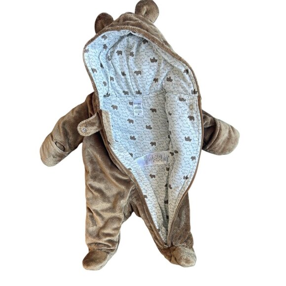 Simple Joys by Carter's Baby Fleece Footed Jumpsuit Pram Brown Bear Newborn - Picture 7 of 9